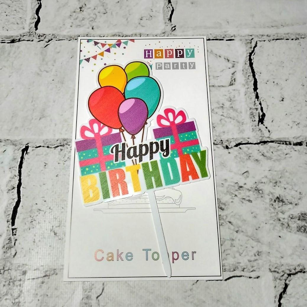 Топпер в торт Happy Birhday Подарки (MR-2508-1)