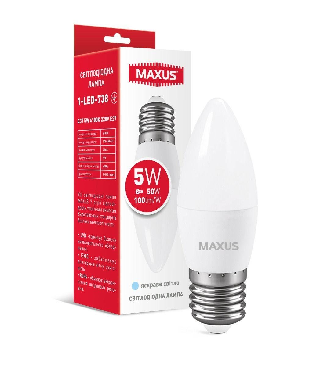 Світлодіодна лампа-свічка Maxus 1-LED-738 5W 4100K E27 (27829979)