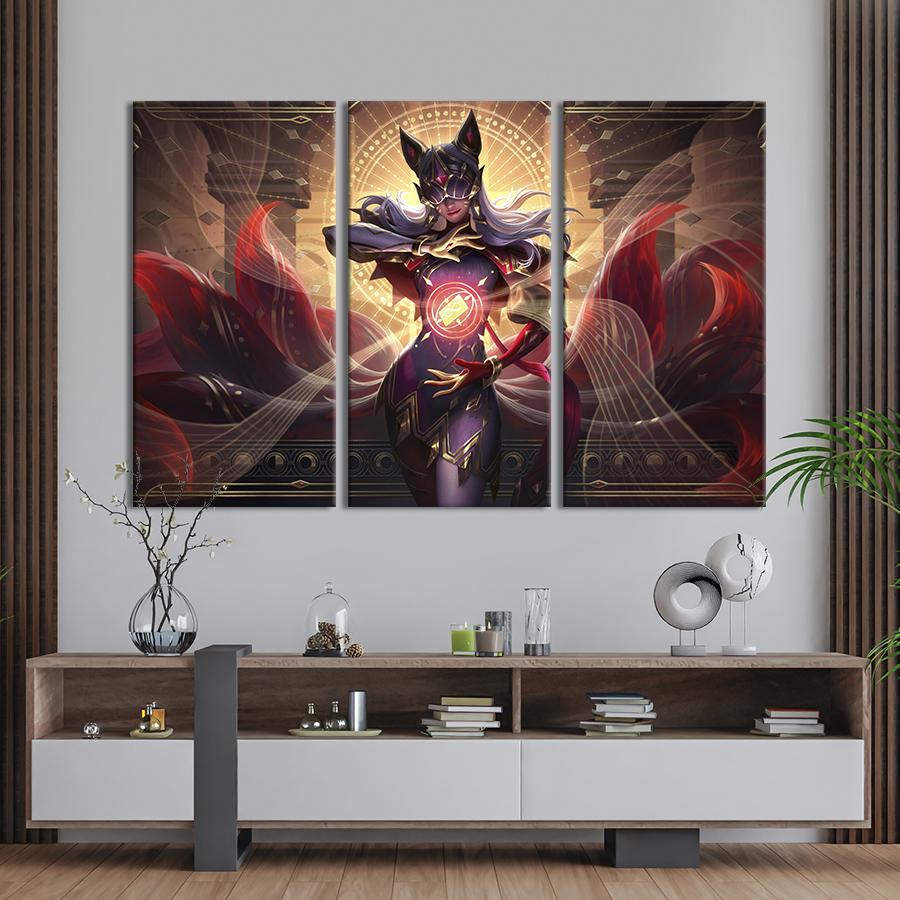 Картина на холсте триптих Шая из Арканы, League of Legends 78x48 см (1448-31)