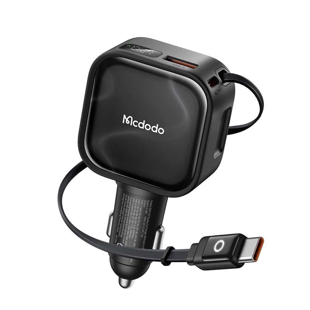 Автомобильное зарядное устройство Mcdodo FreeGo Pro 93W с выдвижным кабелем LED-дисплеем USB-C USB-A поддержкой PD/QC CC-8670
