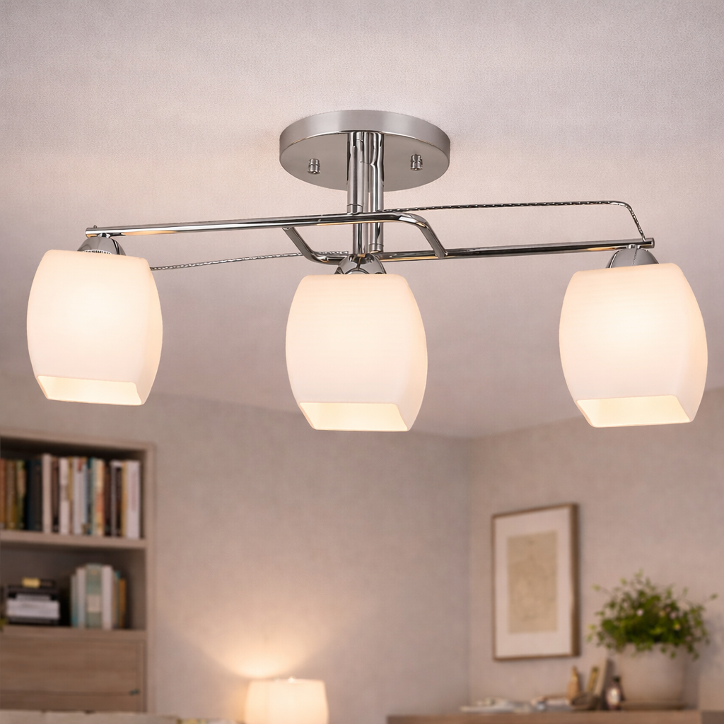 Люстра стельова Valeso з металевим каркасом під три лампи Е27 Хром (G 07003/2+1 CR)