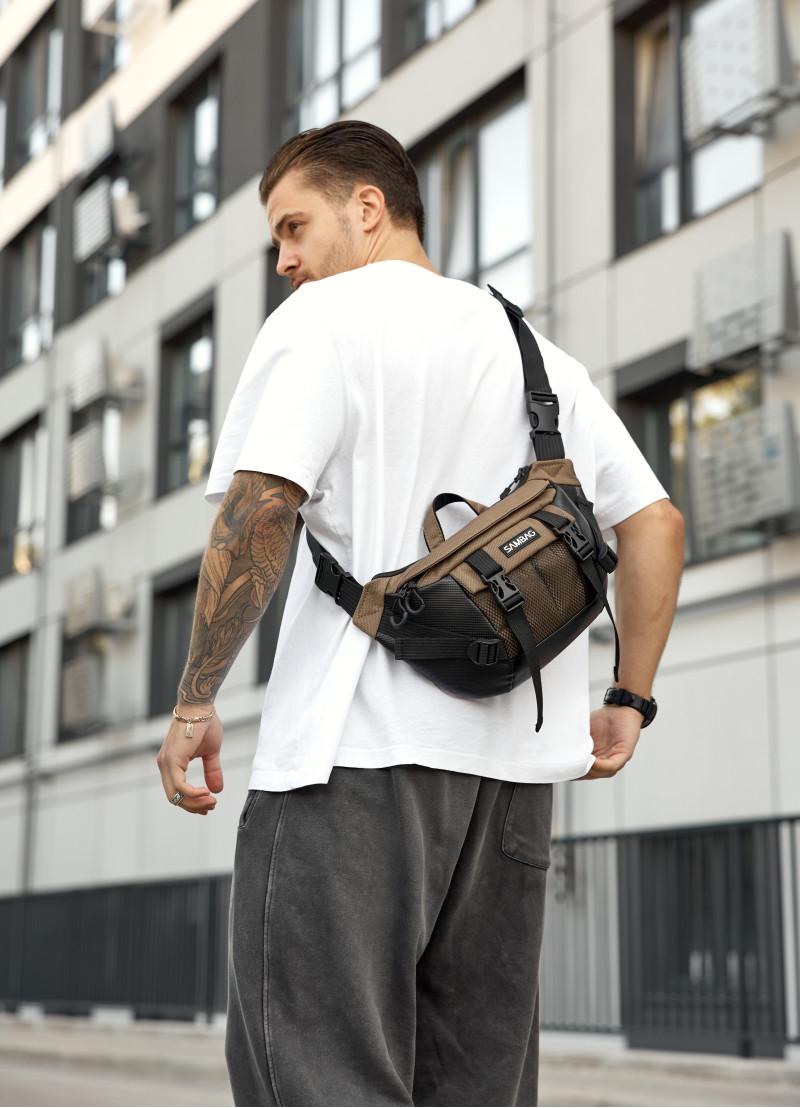 Сумка-бананка мужская Sambag DynamicDart 38×21×7 см Орех (80411119m)