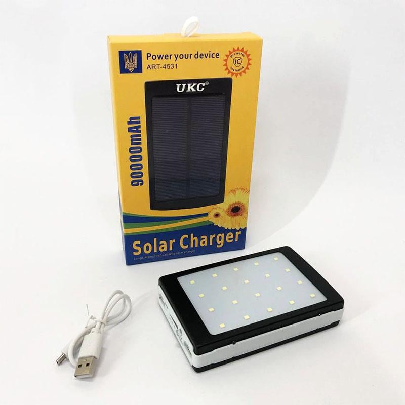 Повербанк UKC Solar із сонячною панеллю та лампою 90000 mAh - фото 7