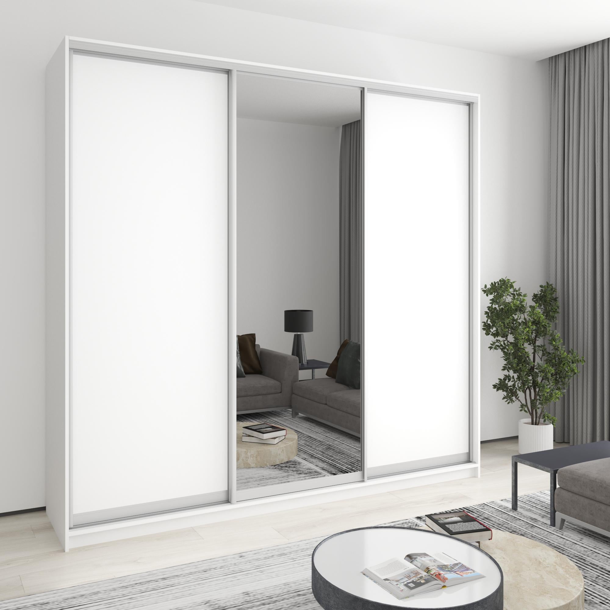 Шкаф-купе трехдверный MebelStar Комбо AL 2 ДСП/зеркало 250x60x240 см Аляска белый (MBS-2107)