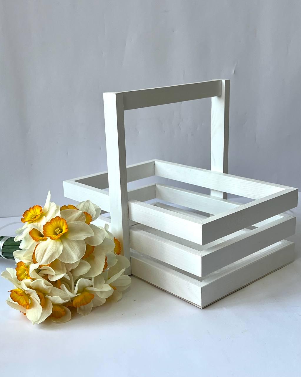 Ящик деревянный декоративный Ivales Wood с одной деревяной ручкой Белый (6000147)