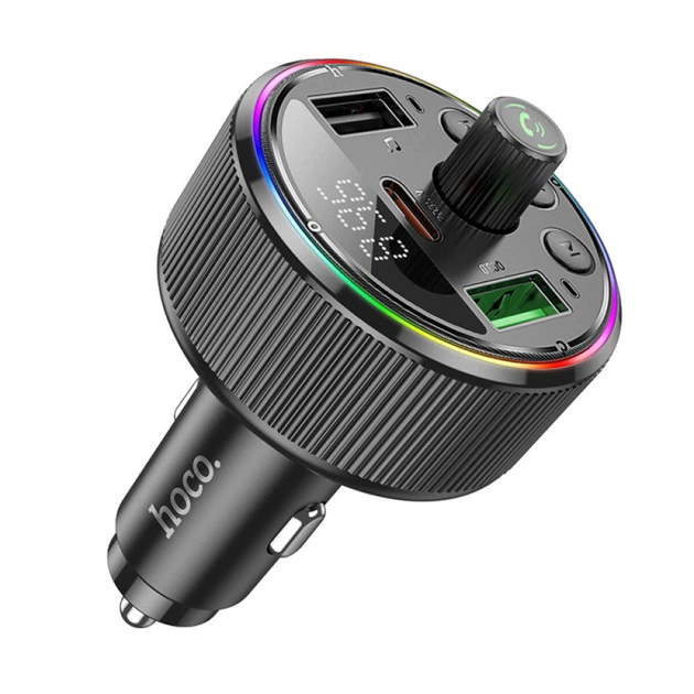 АЗП з Bluetooth FM-трансмітером HOCO E82 Guerrero PD30W + QC3.0 Black (KST-6942007620642)