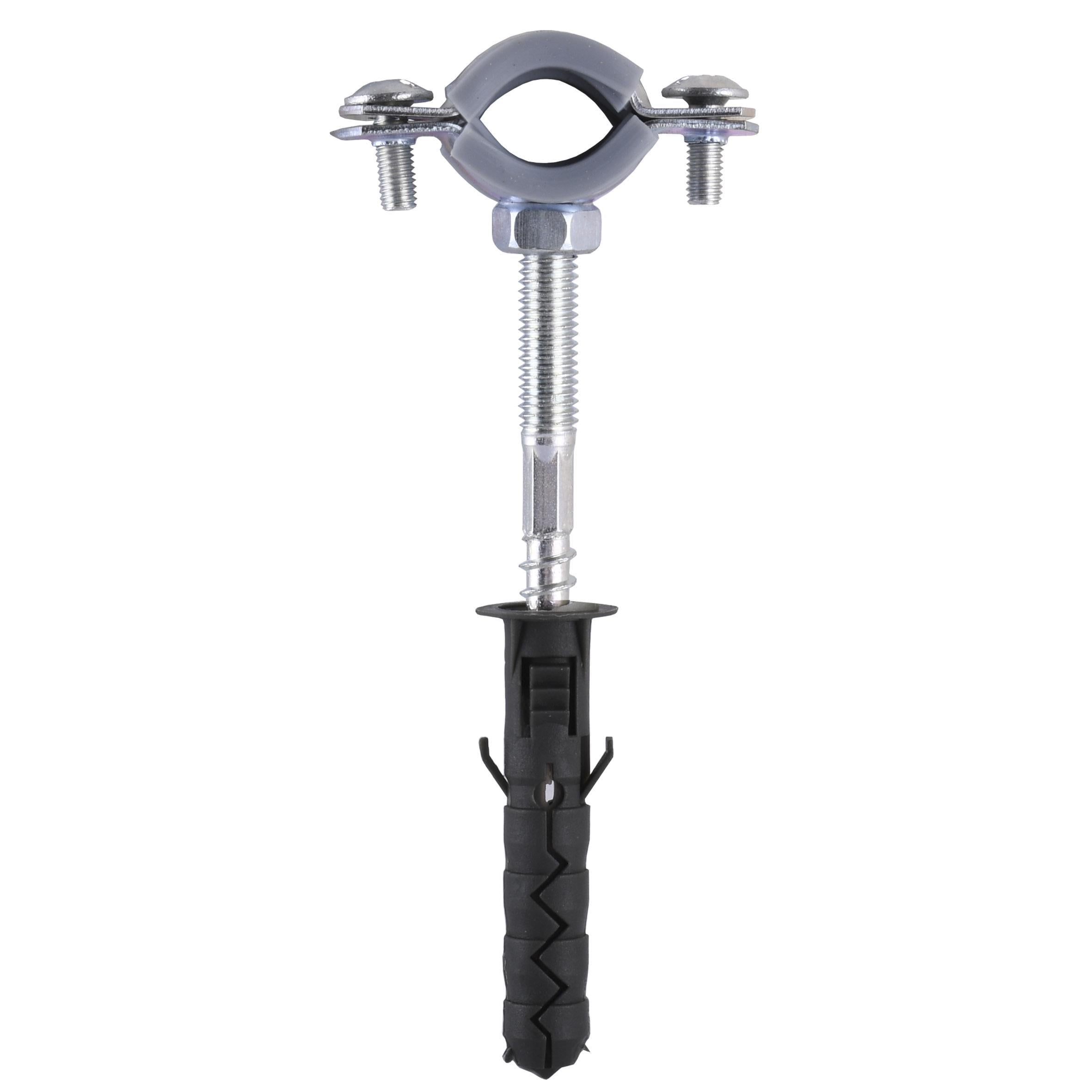Хомут в сборе CR 3/8″ 16-19 мм с винтом-шурупом 8x80 и дюбелем в упаковке Серый (000018410)