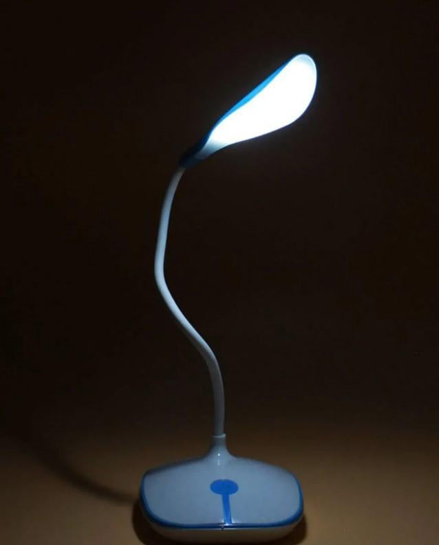 Настільна лампа JX 88O з акумулятором на гнучкій ніжці заряджання від USB Блакитний (2104618724) - фото 11