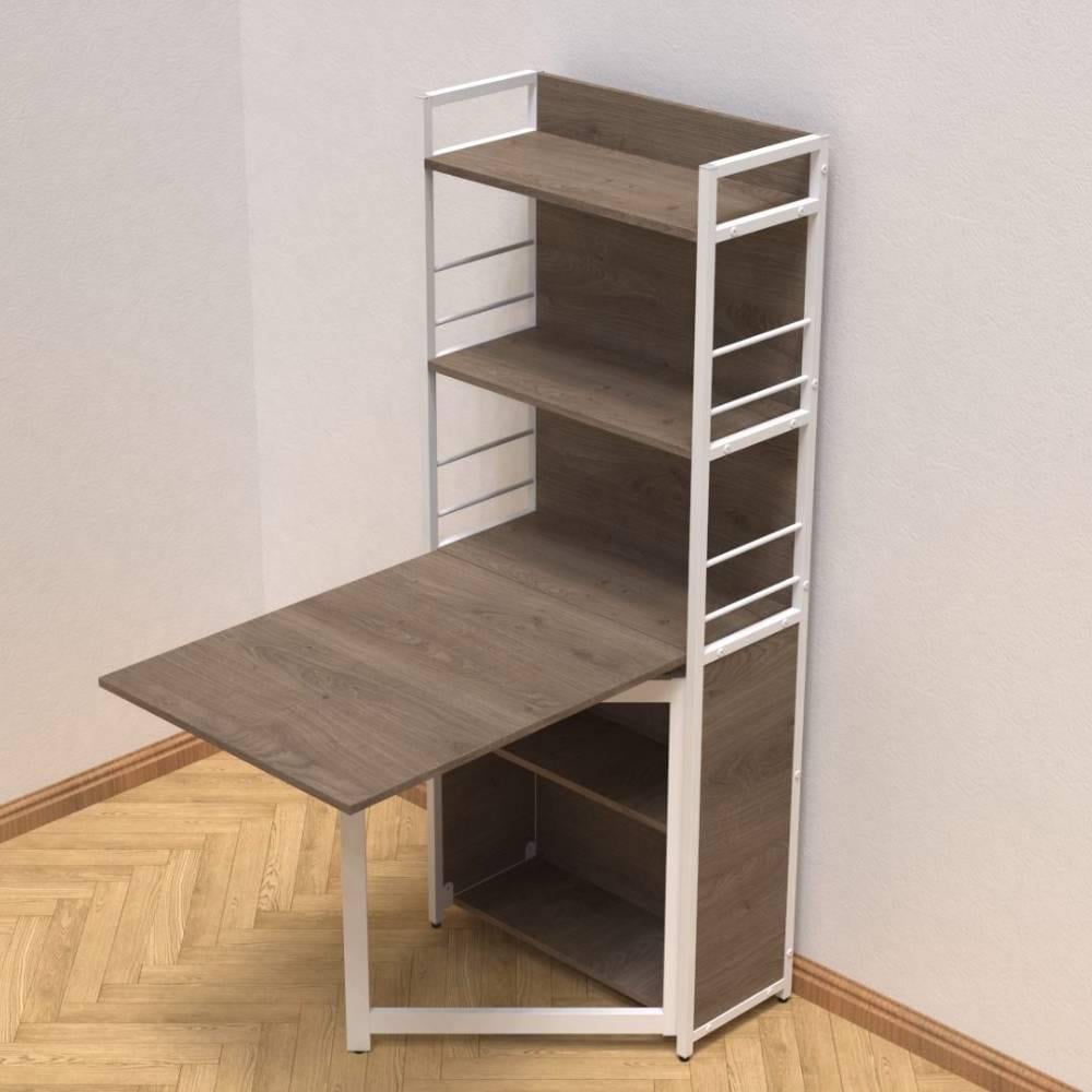 Стол книжка с этажеркой Ferrum-decor Практик 2 металл/ДСП 16 мм 1555x640x990 мм Белый/Дуб Сонома Трюфель (FRD-104636) - фото 1 Стол книжка с этажеркой Ferrum-decor Практик 2 металл/ДСП 16 мм 1555x640x990 мм Белый/Дуб Сонома Трюфель (FRD-104636) - фото 1