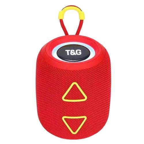 Портативная колонка T&G 655 5W с RGB подсветкой и ремешком Red