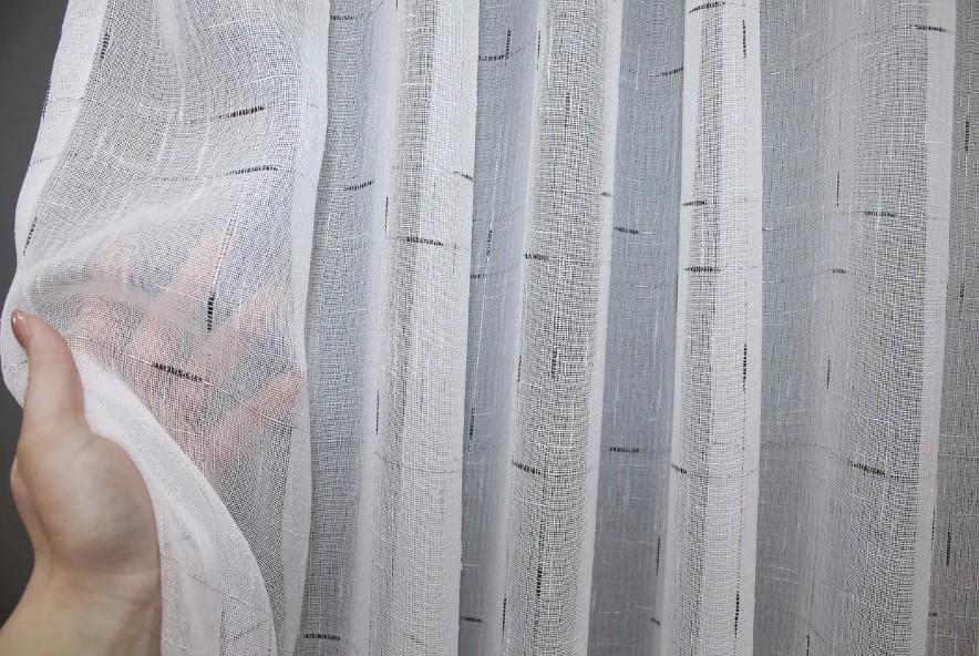 Тюль арка на кухню лен/бахрома 260х170 см Белый/Серый (000к 51-188) - фото 6