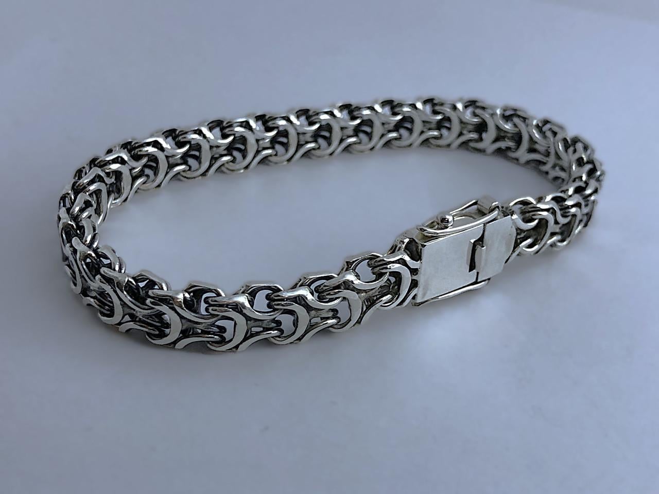 Браслет мужской серебряный Рамзес с замком коробка р. 21