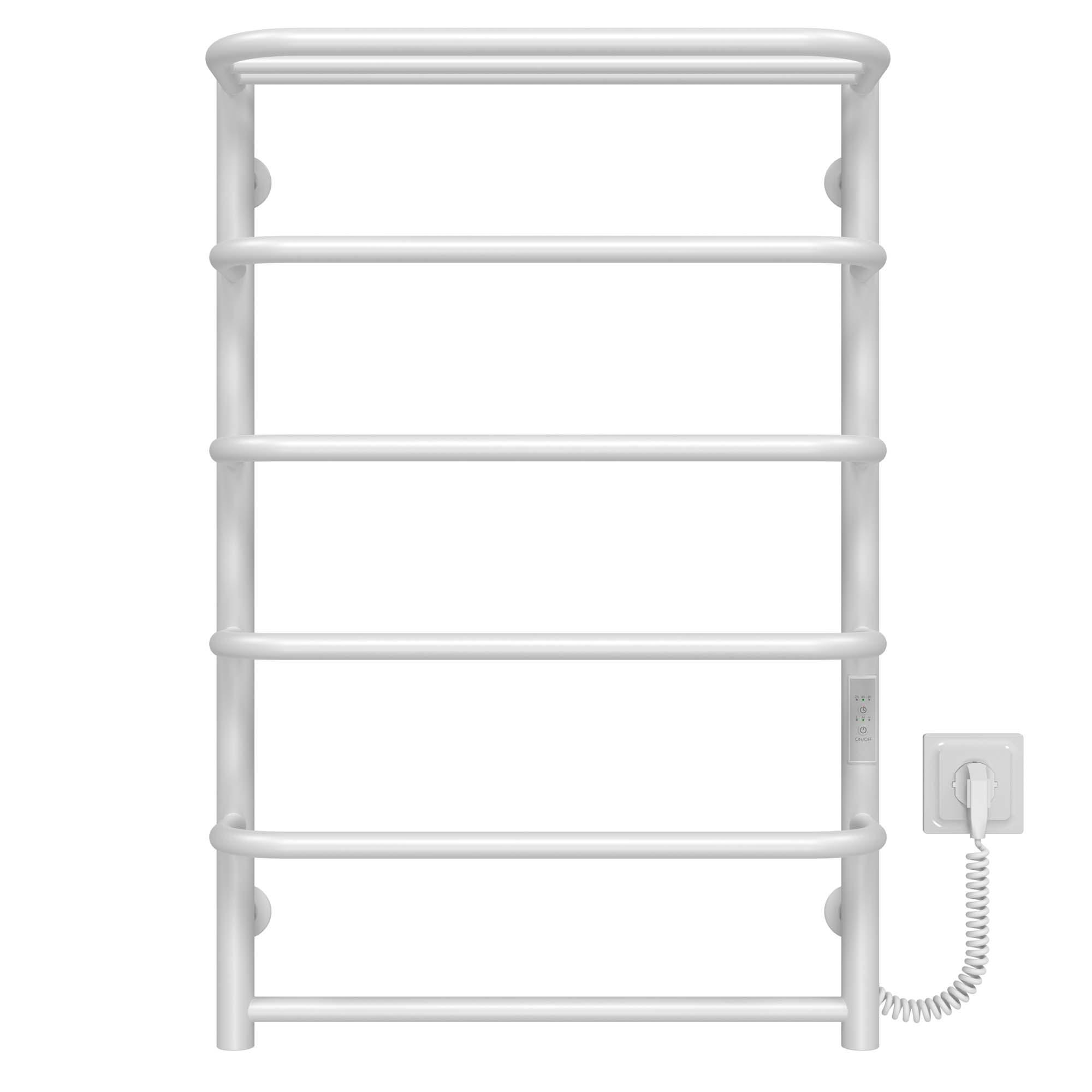 Полотенцесушитель электрический с полкой Deffi Стандарт П6 WD03 нержавеющая сталь 500х800 мм Белый Хром (C.SP.80.50.6.EWR3)