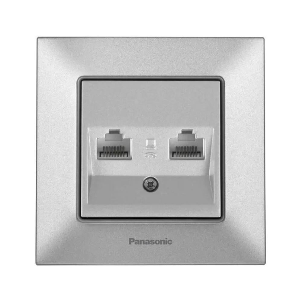 Розетка комп'ютерна подвійна Panasonic Arkedia Slim Сріблястий (24756208)