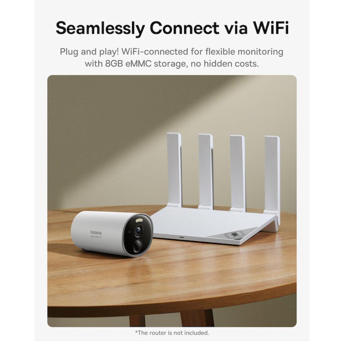 Камера IP відеоспостереження Baseus Security B1 Outdoor Camera 2K 7800 mAh 2304х1296 White (S0SV002130) - фото 6 Камера IP відеоспостереження Baseus Security B1 Outdoor Camera 2K 7800 mAh 2304х1296 White (S0SV002130) - фото 6