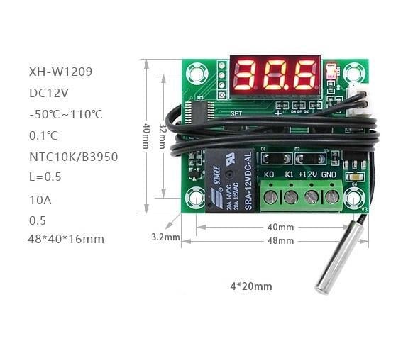 Терморегулятор цифровий термореле W1209 терморегулятор -50...+110 °С (ТР050805) - фото 2