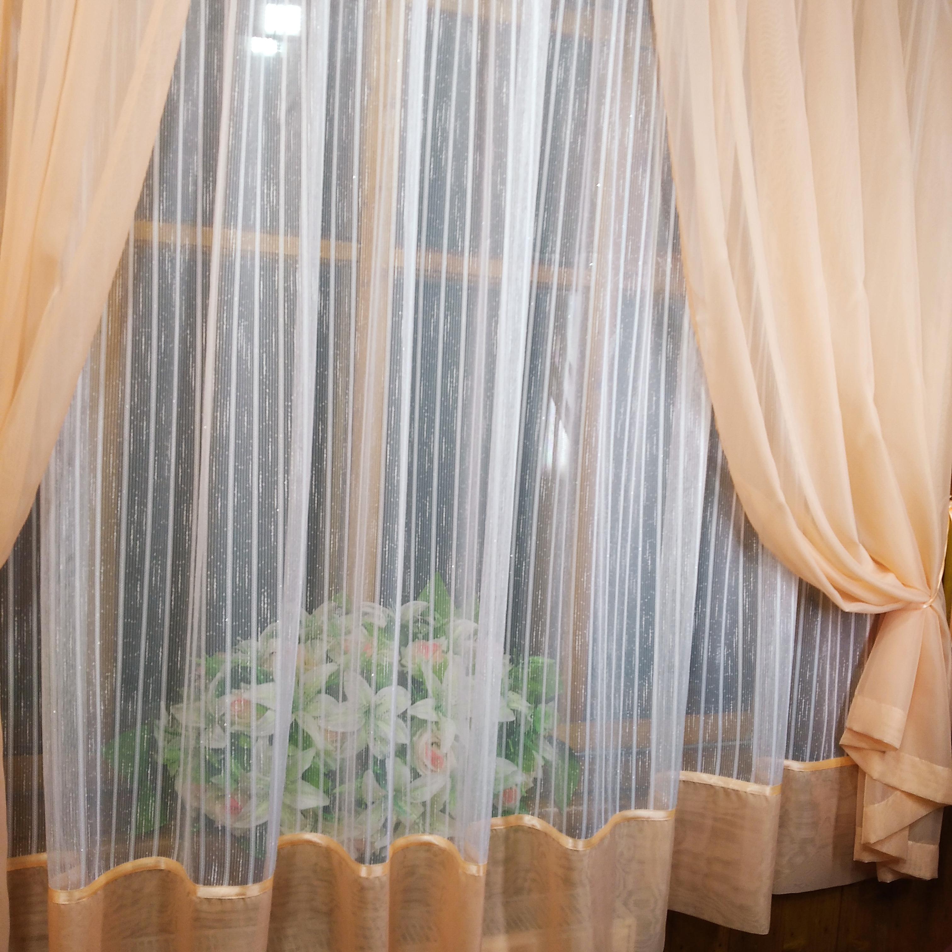 Занавеска кухонная Элизабет вертикальная лен полоса Персиковый (1635707875) - фото 4