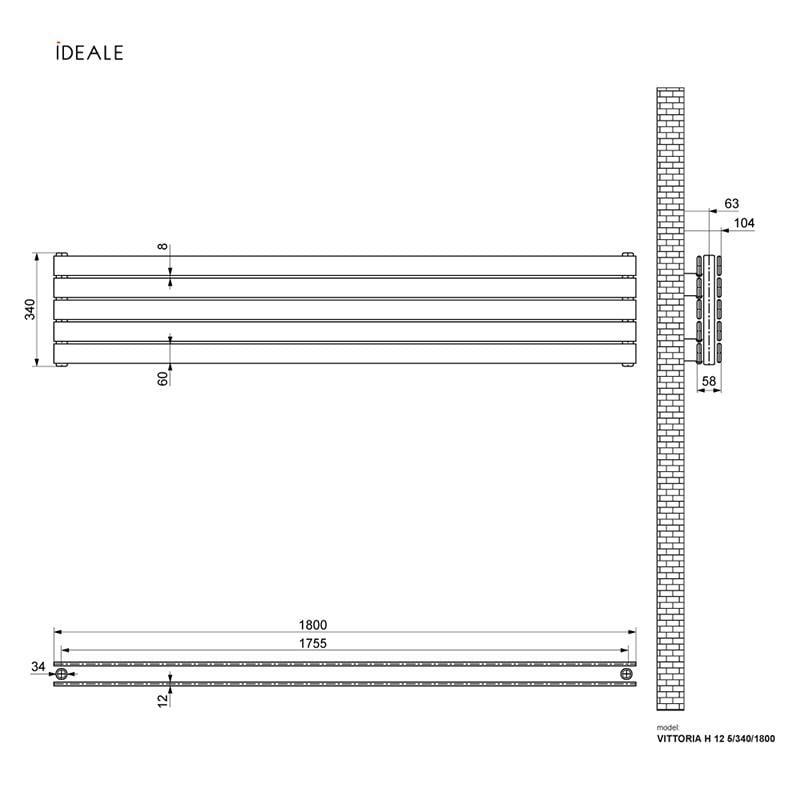 Радиатор дизайнерский Ideale Vittoria H 12 5/340/1800 Антрацит - фото 3 Радиатор дизайнерский Ideale Vittoria H 12 5/340/1800 Антрацит - фото 3