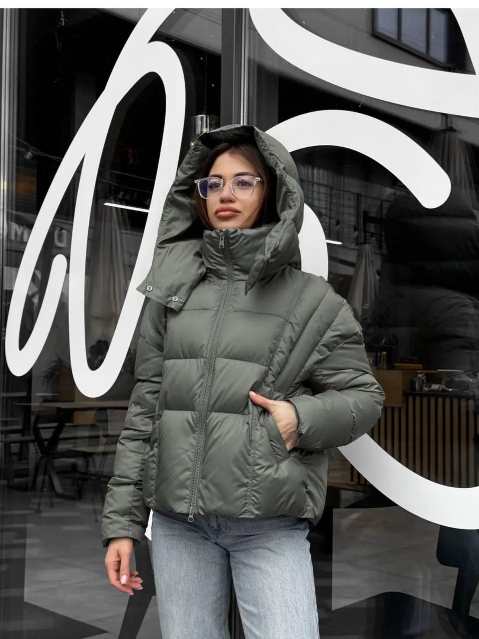 Пуховик жіночий зимовий D&V Coture DV-009 р. 46 Оливковий (29175868) - фото 4 Пуховик жіночий зимовий D&V Coture DV-009 р. 46 Оливковий (29175868) - фото 4