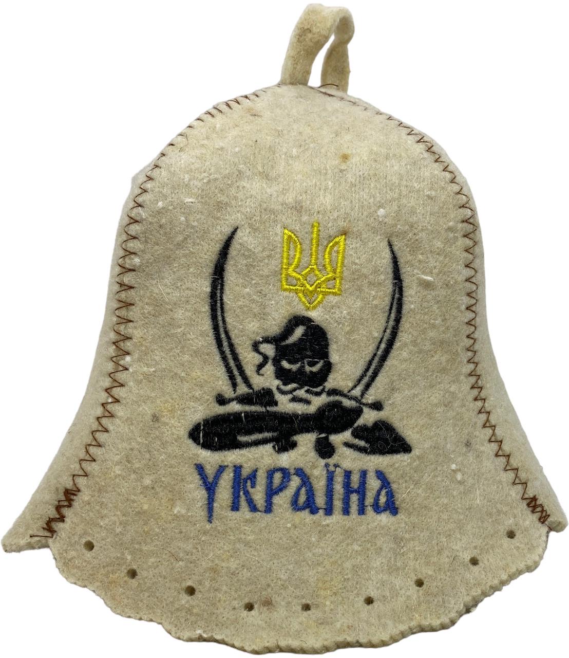 Шапка для бані та сауни Козак з шаблями з вовни (1888422719)