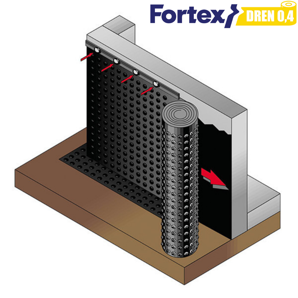 Мембрана для фундамента дренажная Fortex DREN 0,4 1x20 м 20 м2 (340056) - фото 13