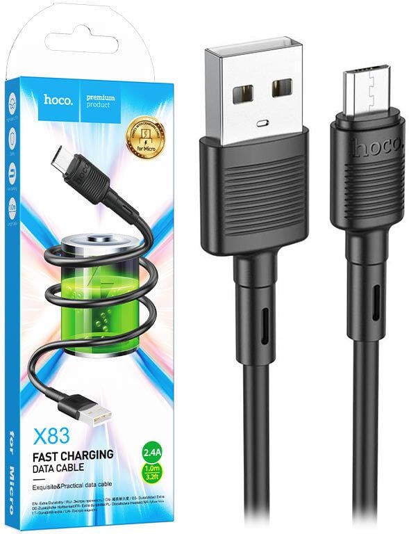 Кабель интерфейсный Hoco X83 USB-microUSB 1 м Black (34751)