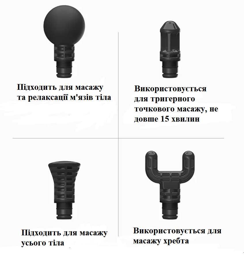 Массажер перкуссионный Booster Lightsaber Mini 4 насадки Черный (LS m) - фото 4