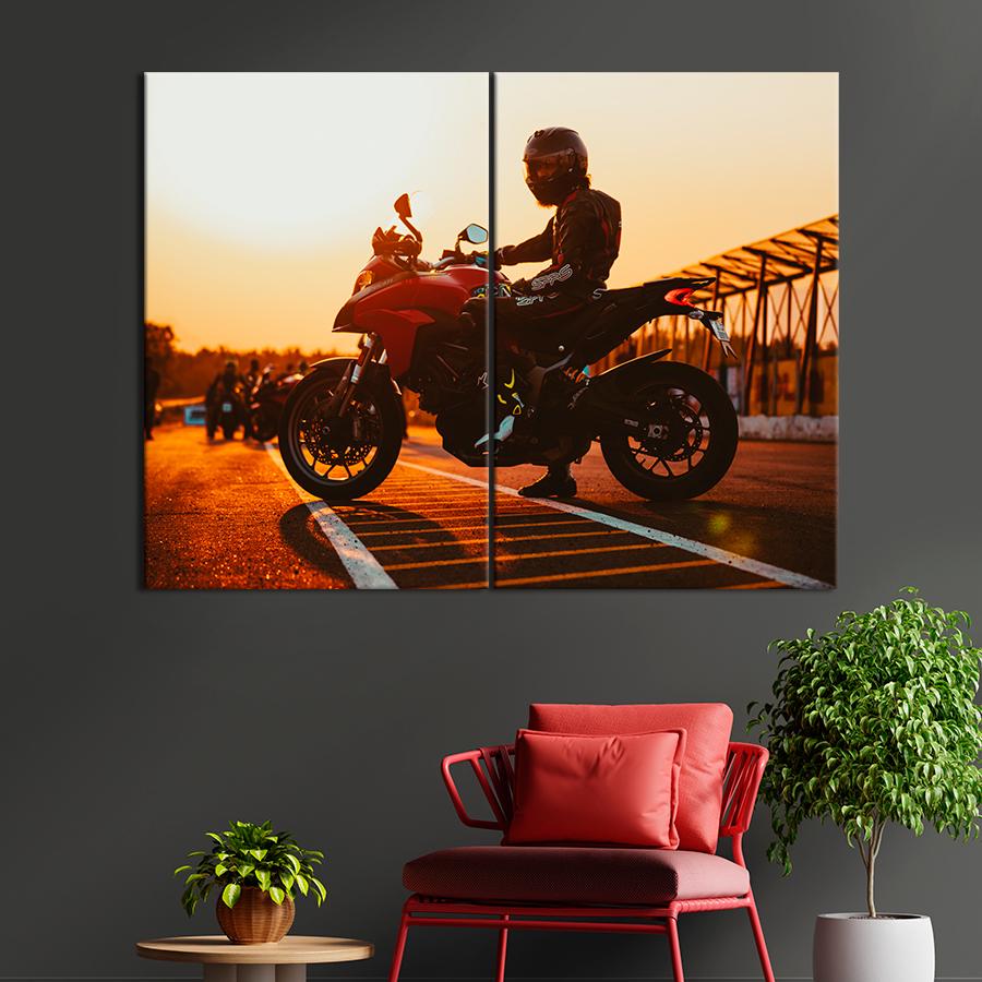 Картина Автомобиль Красный байк Ducati Multistrada S 2014 111x81 см (A1188-2)