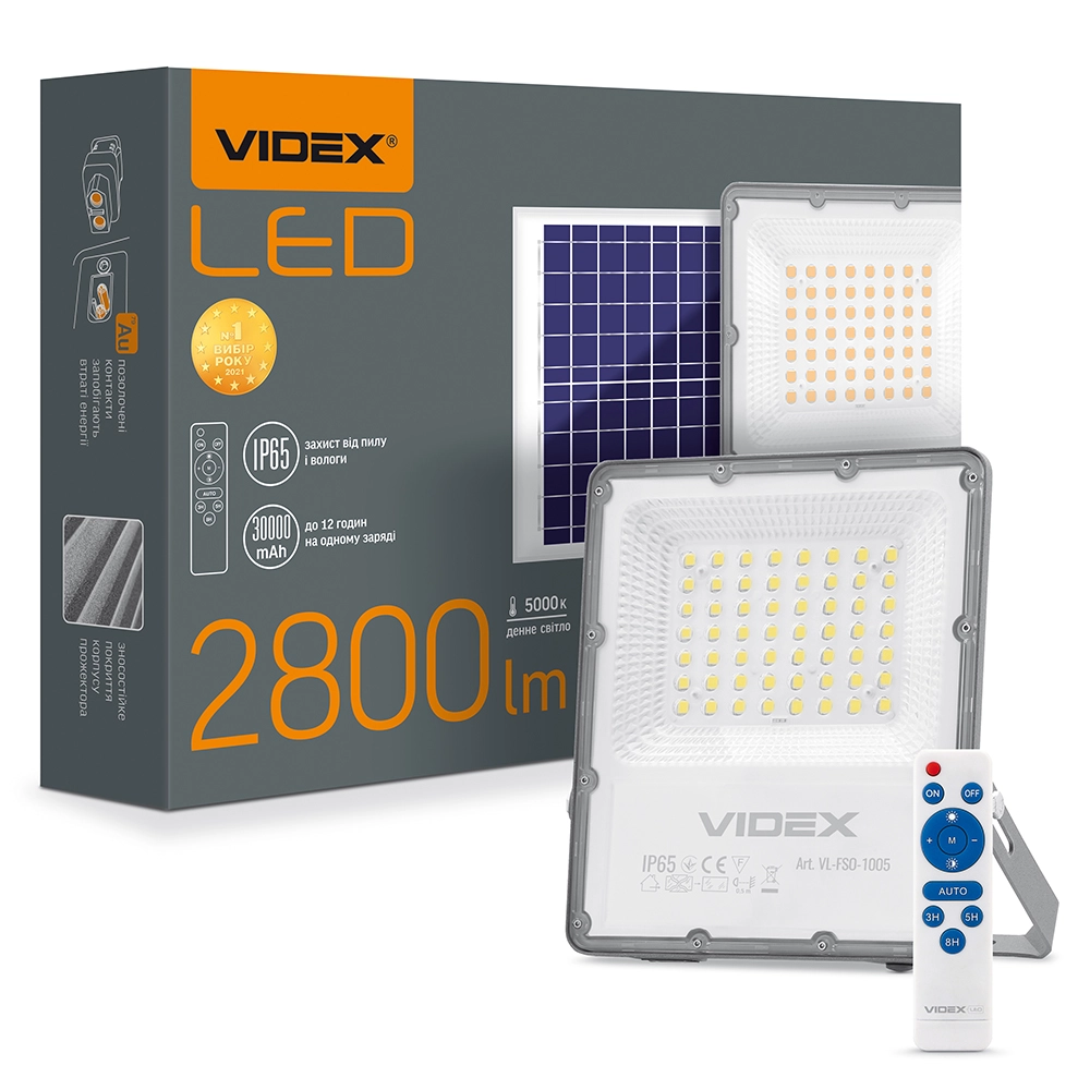 LED-прожектор автономный Videx 30W 5000K 3,2V (VL-FSO-1005) LED-прожектор автономный Videx 30W 5000K 3,2V (VL-FSO-1005)