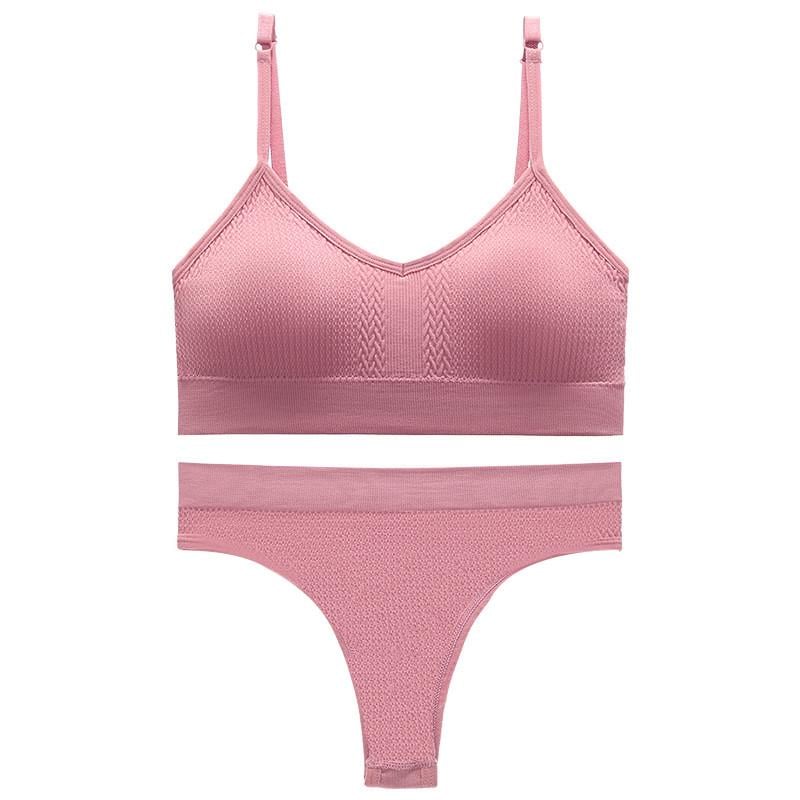 Комплект нижньої білизни жіночої Lesko 6608# Косичка труси та топ M Рожевий (27639451)