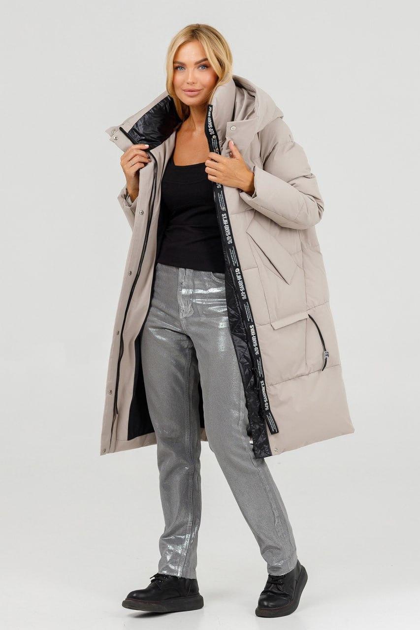 Парка зимова жіноча oversize р. 44 Тауп (12142s\44) - фото 3 Парка зимова жіноча oversize р. 44 Тауп (12142s\44) - фото 3