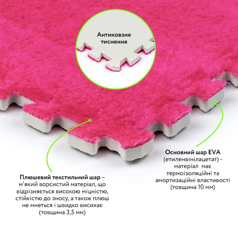 Килимок-пазл плюшевий Sticker Wall SW-00002092 30х30х1 см Рожевий (27051105) - фото 7