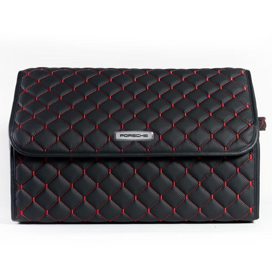 Сумка-органайзер с лого Porsche в багажник CarsBAG Экокожа 30x50x30 см Черно-красный (acb-1036-1-30х50х30-7)