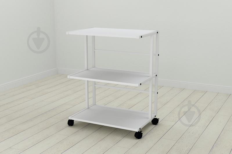 Этажерка на колесиках Ferrum-decor Камило 75x40x60 металл Белый ДСП Белое 16мм (KAM0008)