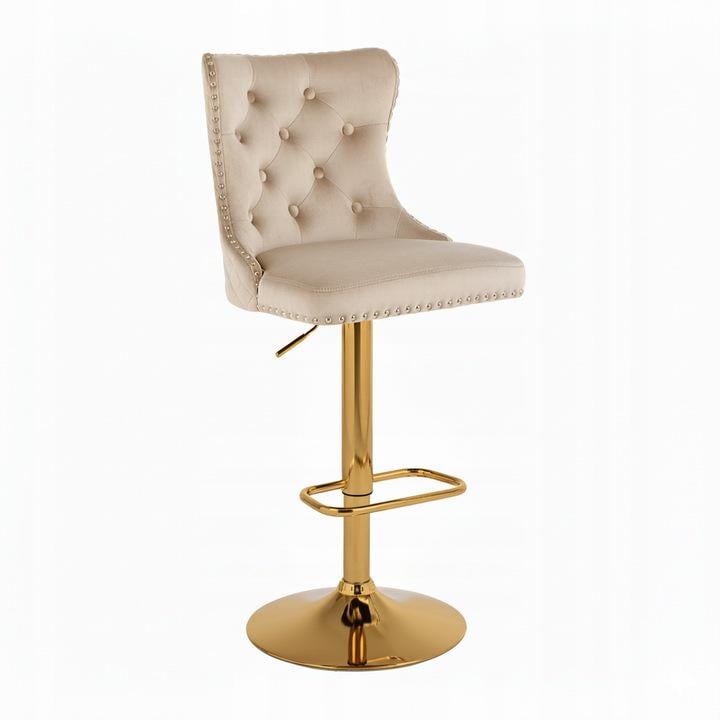 Барний стілець Crystal Velvet з декоративним левом Бежевий (29734170)