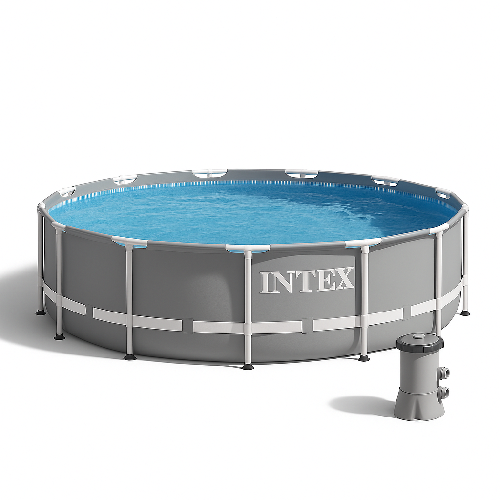 Басейн каркасний з фільтром Intex 305x76 см Prism Frame Pool 4485 л Сірий (26620868)