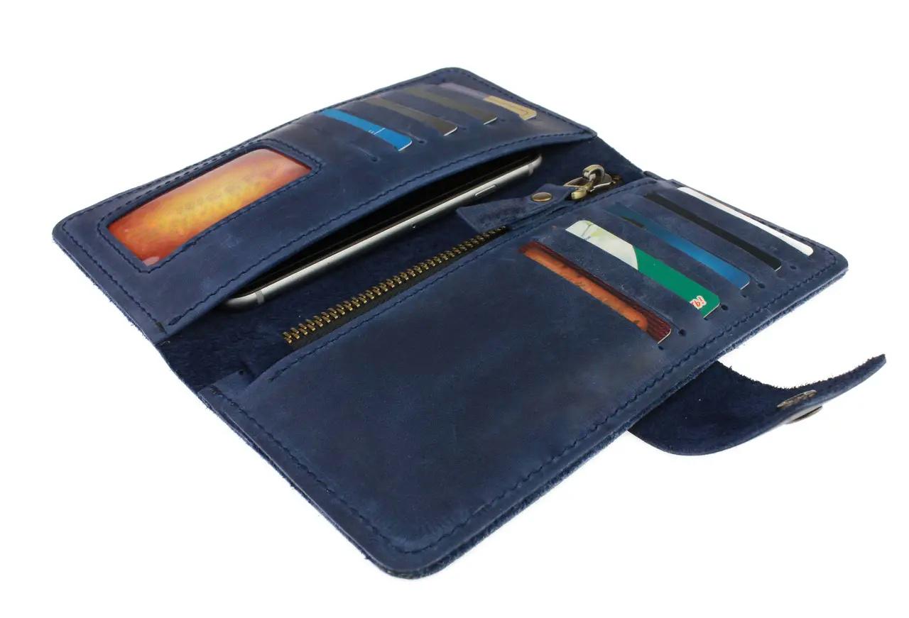 Гаманець FREESKIN шкіряний 19х9,5х1 см Синій - фото 3 Гаманець FREESKIN шкіряний 19х9,5х1 см Синій - фото 3