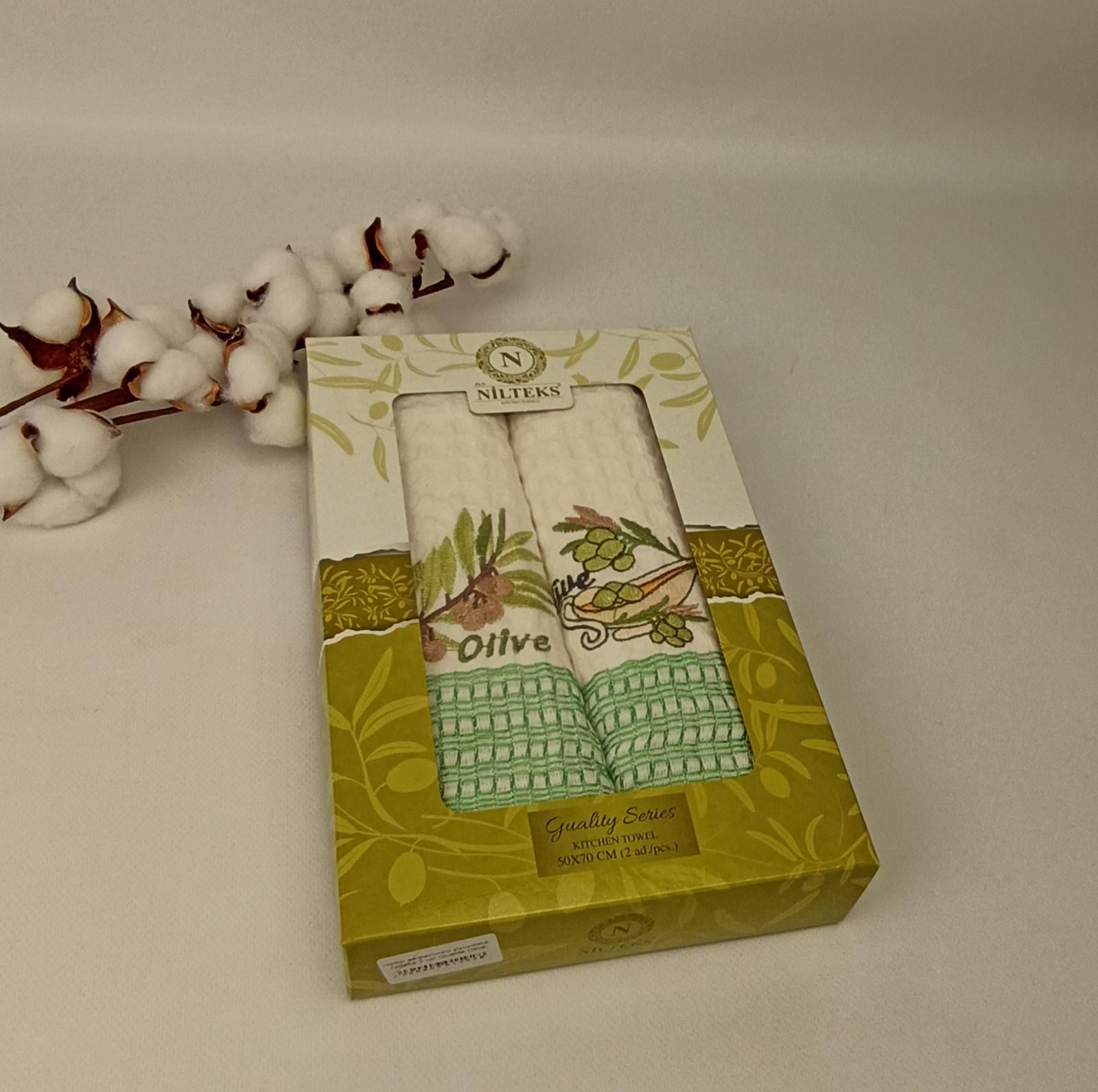Набор вафельных полотенец Nilteks Qualite Olive 2 шт. (CN37577)