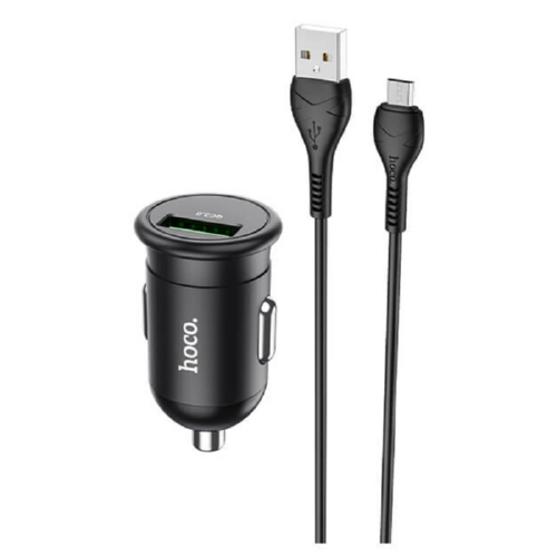 Адаптер автомобильный Hoco Micro USB Z43 1USB 3A QC 18 W Black (546494)