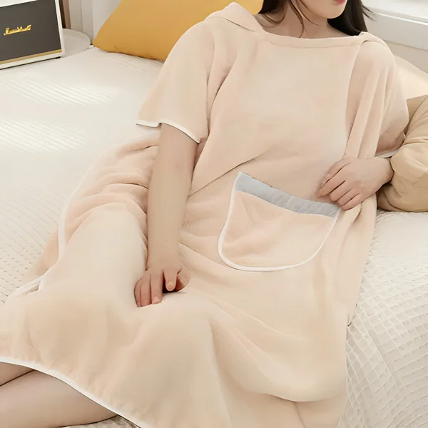 Полотенце-халат с капюшоном 70x100 см Бежевый (C00753-2) - фото 4 Полотенце-халат с капюшоном 70x100 см Бежевый (C00753-2) - фото 4