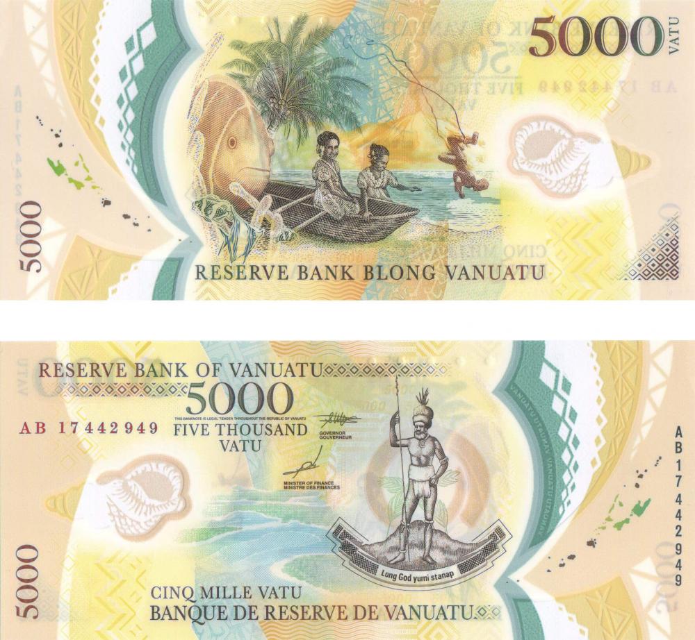Коллекционная банкнота Вануату 5000 вату 2017 Полимер UNC P19 (Б07164) Коллекционная банкнота Вануату 5000 вату 2017 Полимер UNC P19 (Б07164)