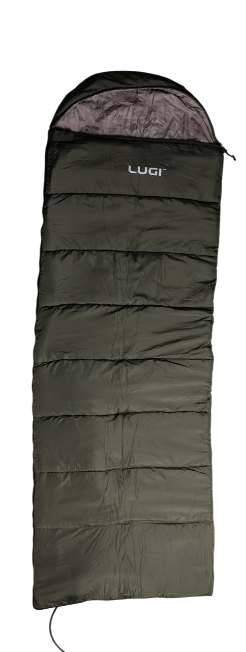 Спальный мешок-одеяло прямоугольный с капюшоном всесезонный с чехлом 210х70 см Хаки (LU-010)