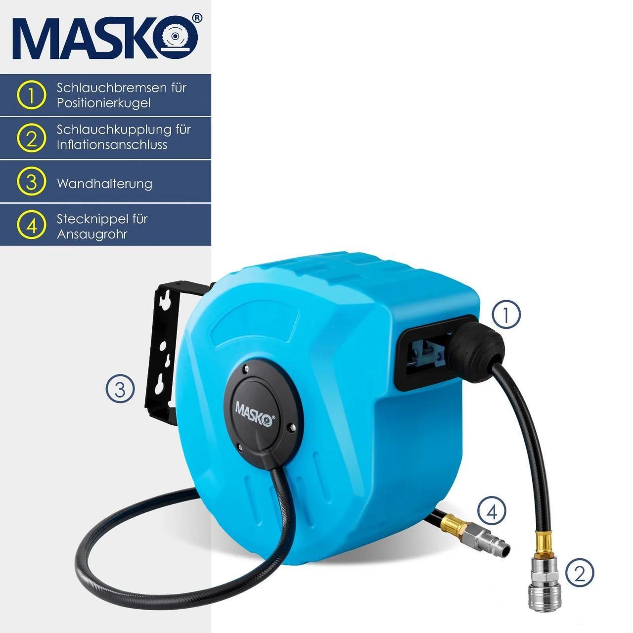 Шланг воздушный на автоматической катушке MASKO EU 1/4 барабан 10 м Синий - фото 8