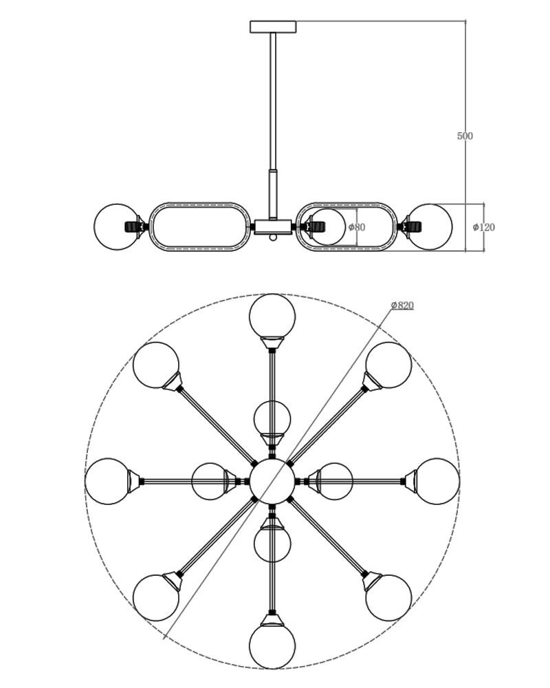 Люстра Edlin PL321159-12 Sonte G9 12x10W IP20 Латунний (28103944) - фото 2