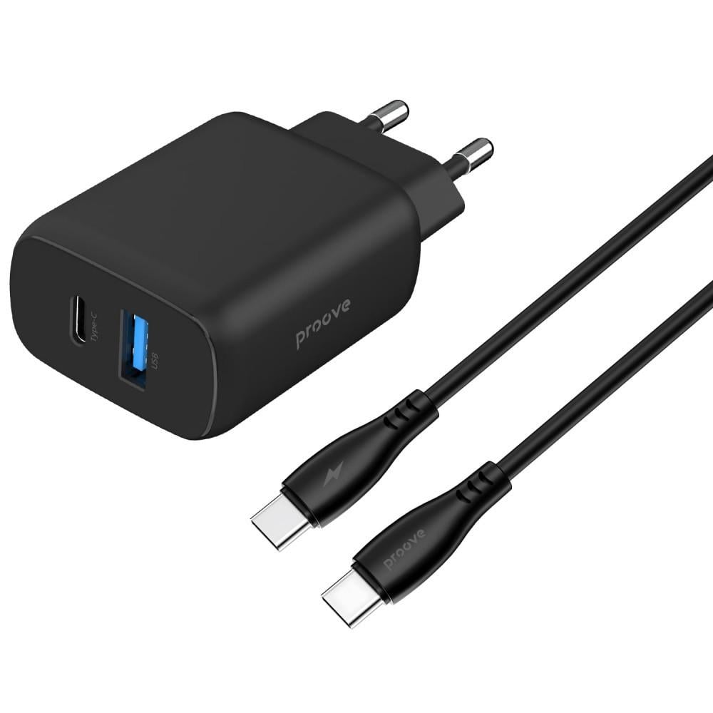 Зарядний пристрій 2 30 W Type-C/USB/Cable Type-C to Type-C 1 м Black