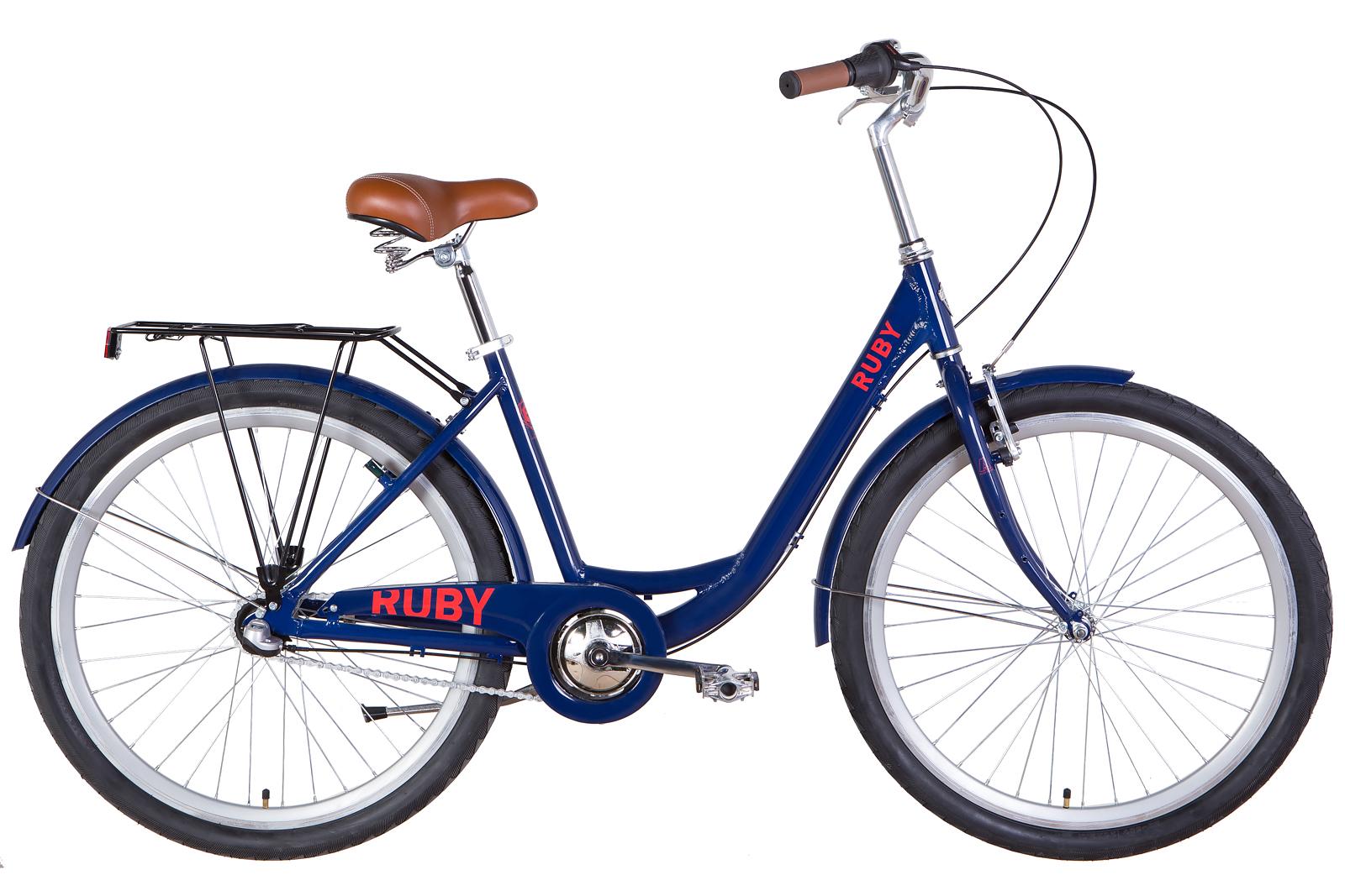 Велосипед Dorozhnik 2022 RUBY AL 26" рама 17" з багажником St з крилом St SHIMANO NEXUS Темно-синій (OPS-D-26-208)