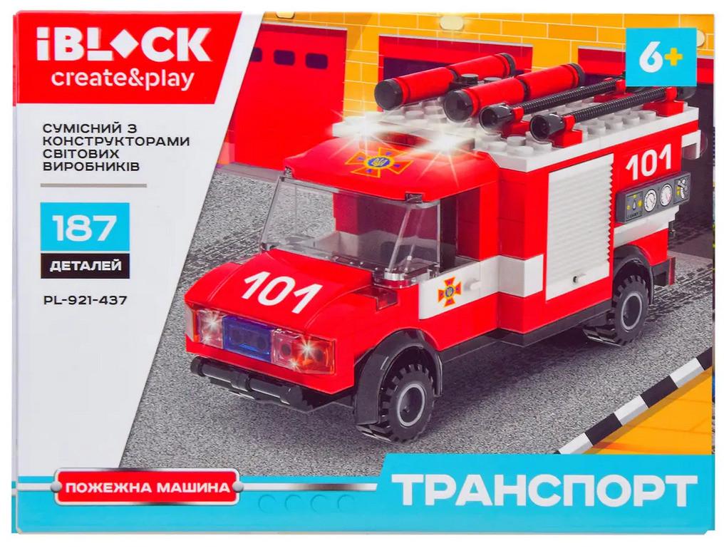 Конструктор Iblock Транспорт Пожарная машина 187 дет.