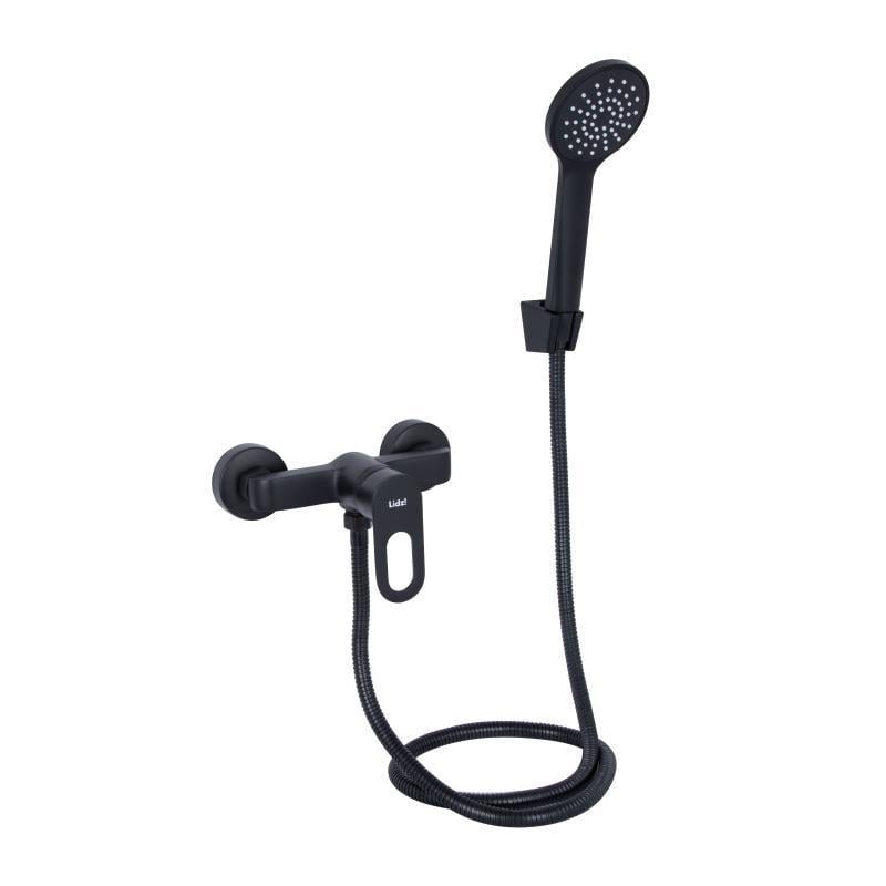 Змішувач для душу Lidz Latwa 010 з лійкою та шлангом LDLAT010BLA45421 Black