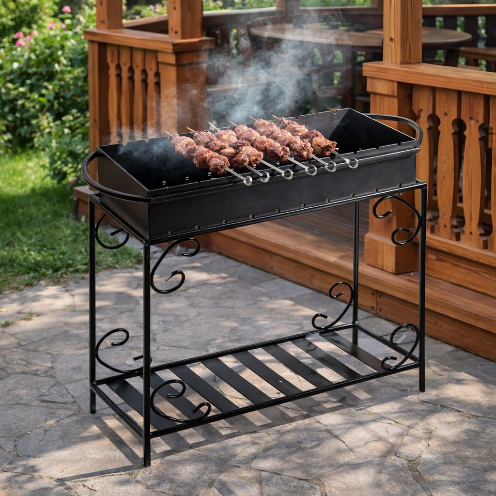 Мангал Jooki Гефест на 12 шампуров 4 мм на дровнице (10075)