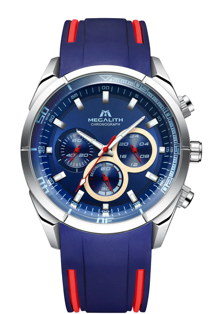 Мужские часы стильные MegaLith 8049M/Quartz Men Watch | Rubber Band (2595136919)